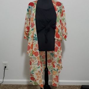 Lula Roe sheer multi colored floral duster